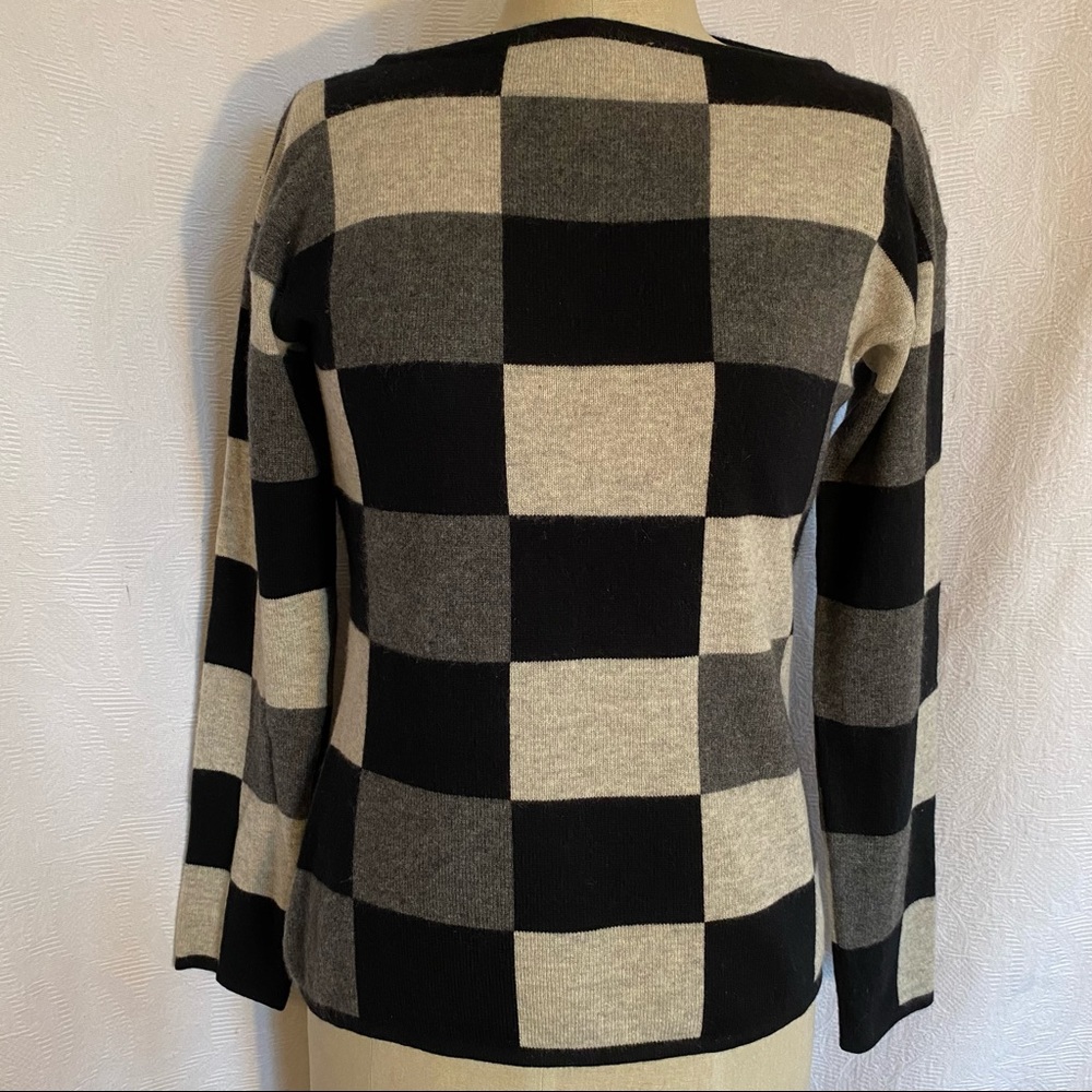 Pure cashmere S checkered sweater black, heather grey snd charcoal